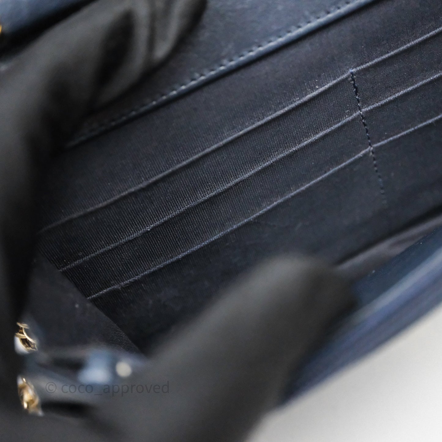 Chanel Boy Wallet on Chain Navy Caviar Light Gold Hardware