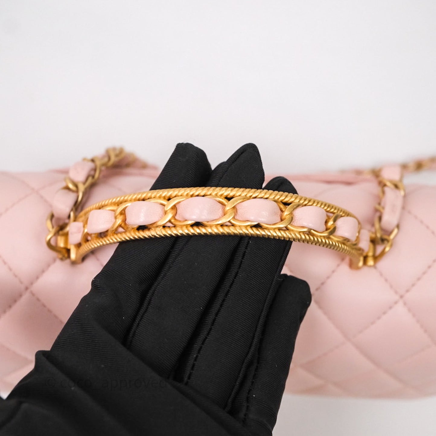 Chanel Top Handle Mini Rectangular Flap Bag Pink Lambskin Aged Gold Hardware