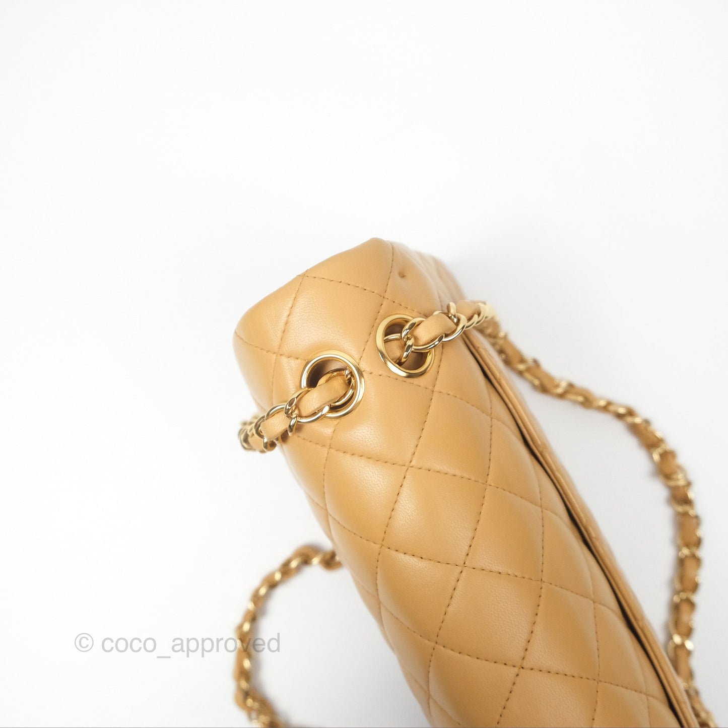 Chanel Vintage Small Classic Flap Beige Lambskin 24K Gold Hardware