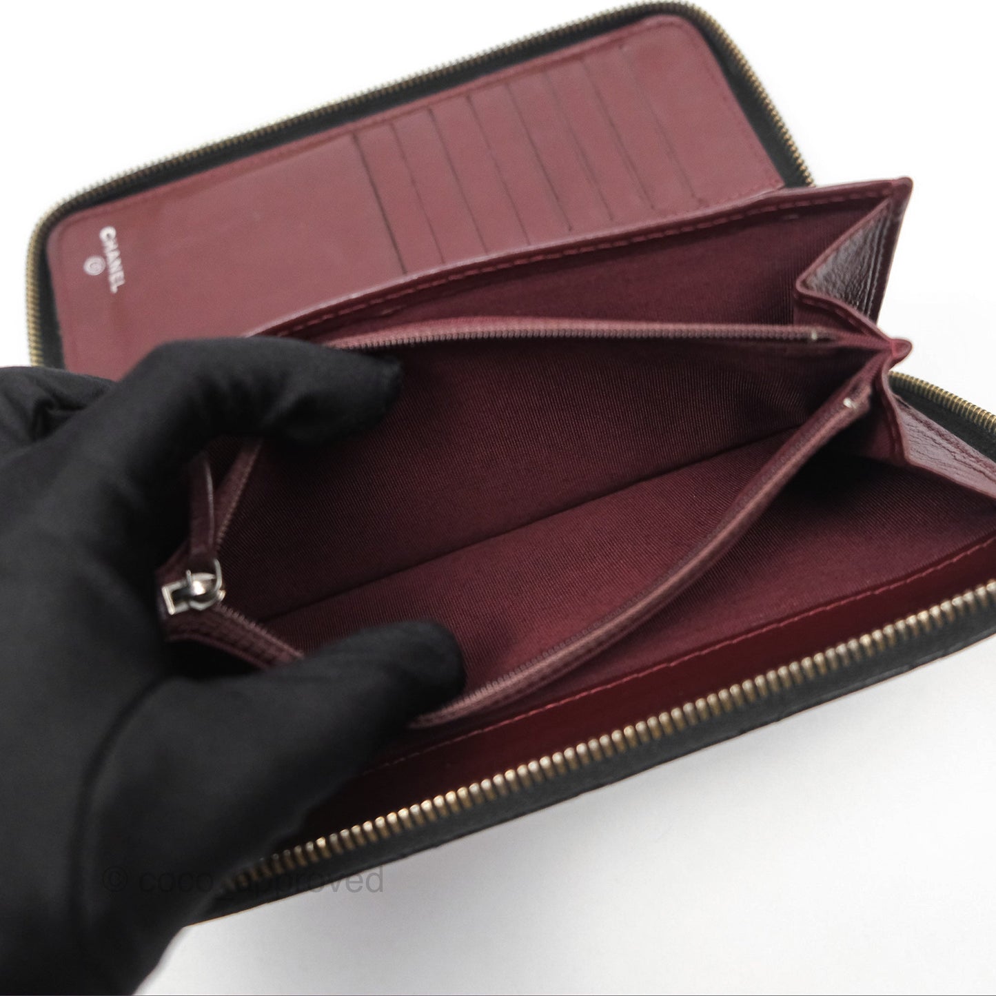 Chanel Zip Around Organiser Wallet Black Lambskin Gold Hardware