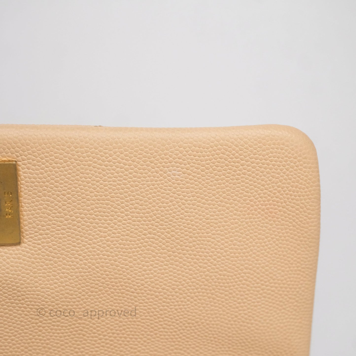 Chanel Small Coco Handle Quilted Beige Caviar Aged Gold Hardware