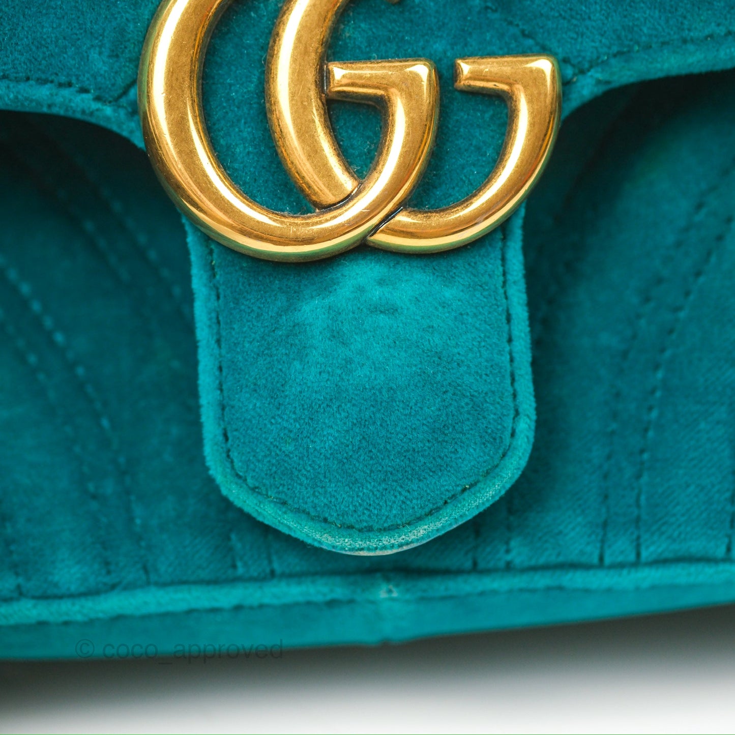 Gucci Mini Marmont Velvet Green Gold Hardware