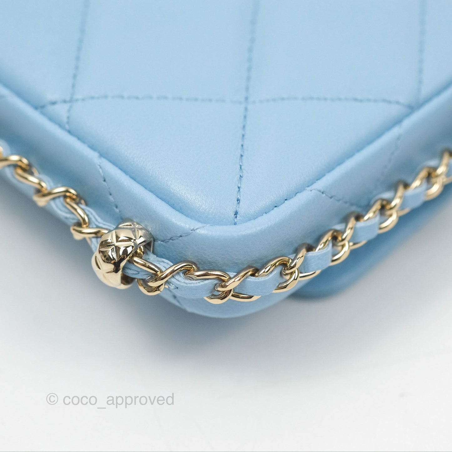Chanel Mini Clutch With Chain Blue Lambskin Gold Hardware