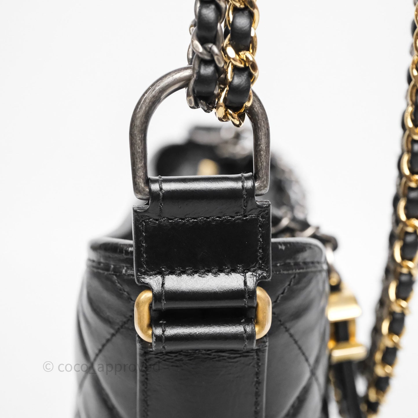 Chanel Small Gabrielle Hobo Quilted Black Aged Calfskin