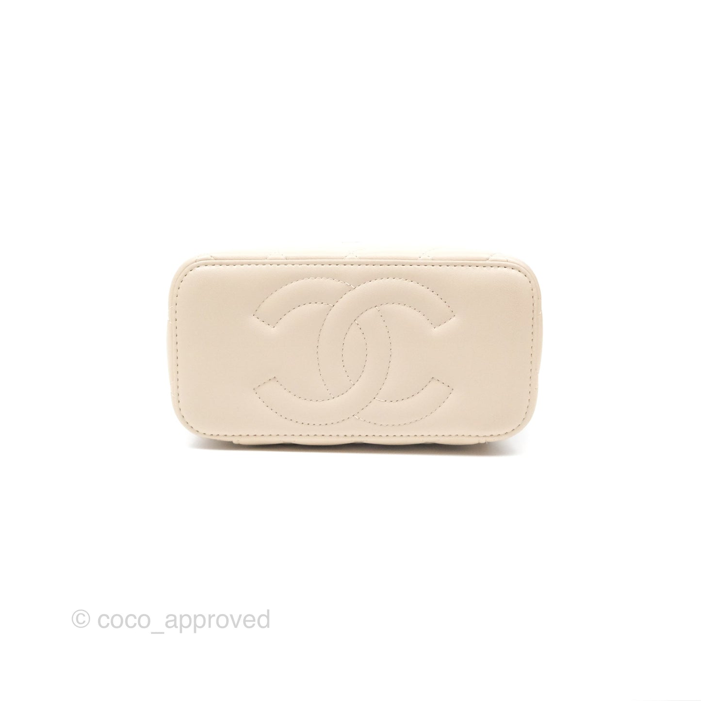 Chanel Vanity Rectangular Top Handle Ecru/Beige Lambskin Gold Hardware 23P