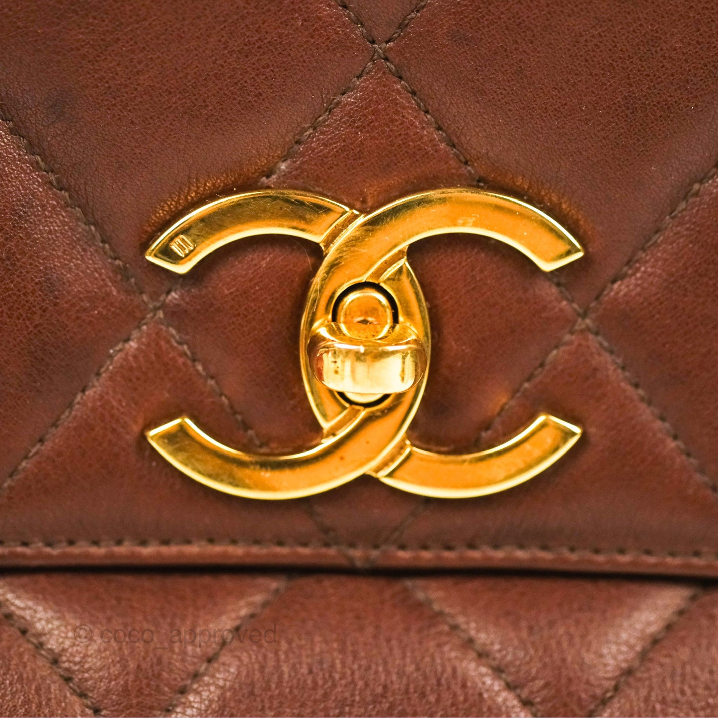 Chanel Vintage Tote Bag Quilted Brown 24K Gold Hardware