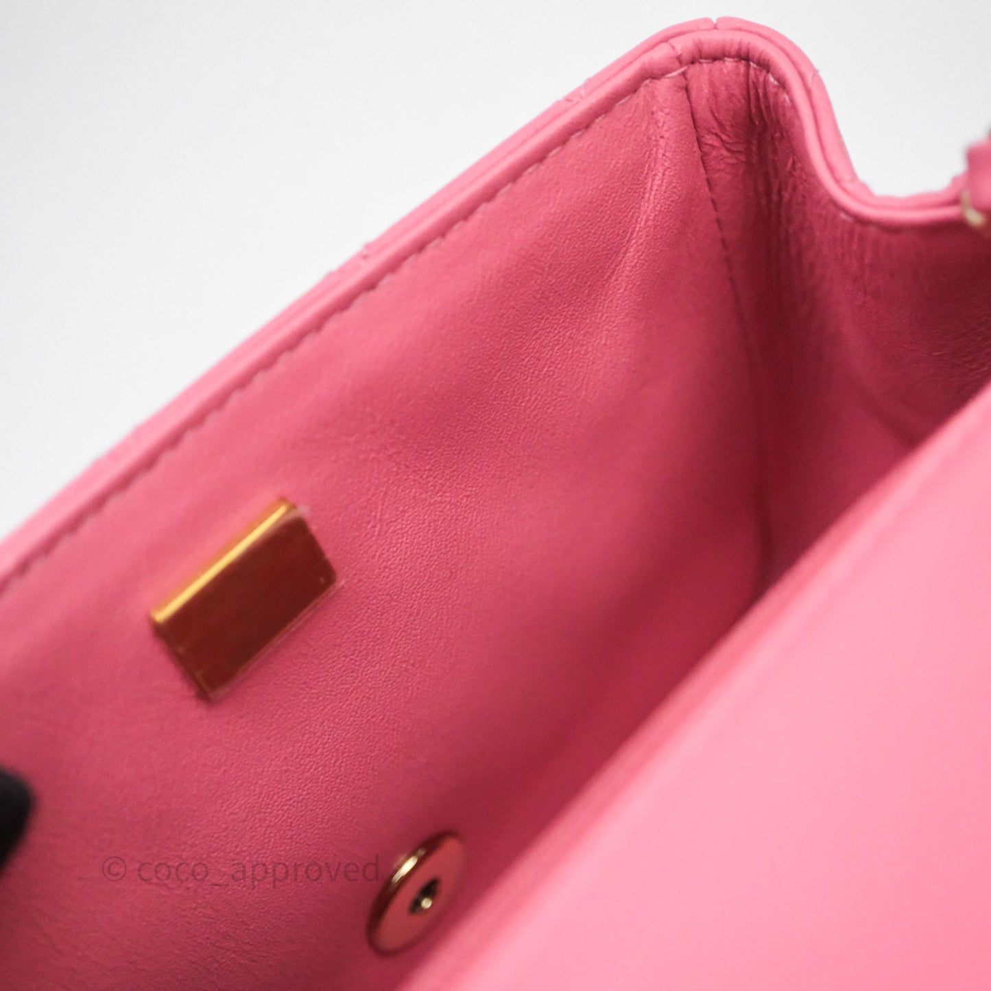 Chanel Quilted Mini Square Pink Lambskin Gold Hardware