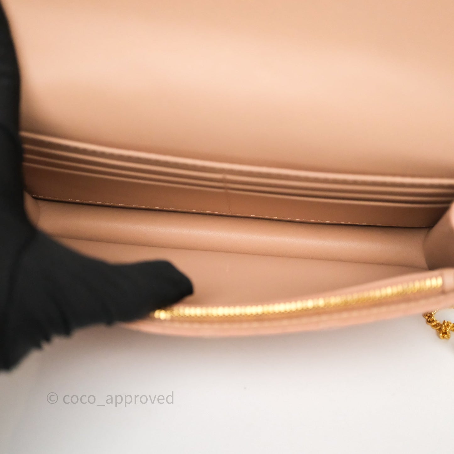 Christian Dior Caro Pouch with Chain In Supple Pink Cannage Calfskin