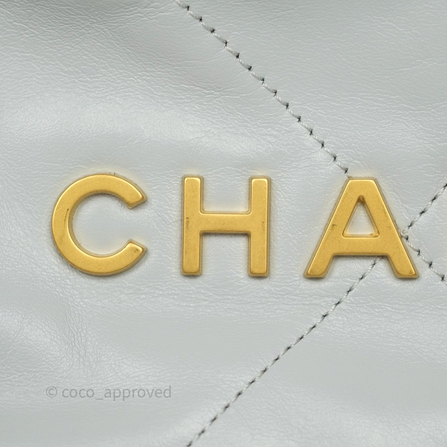 Chanel 22 Mini Bag Light Blue Shiny Crumpled Calfskin Aged Gold Hardware