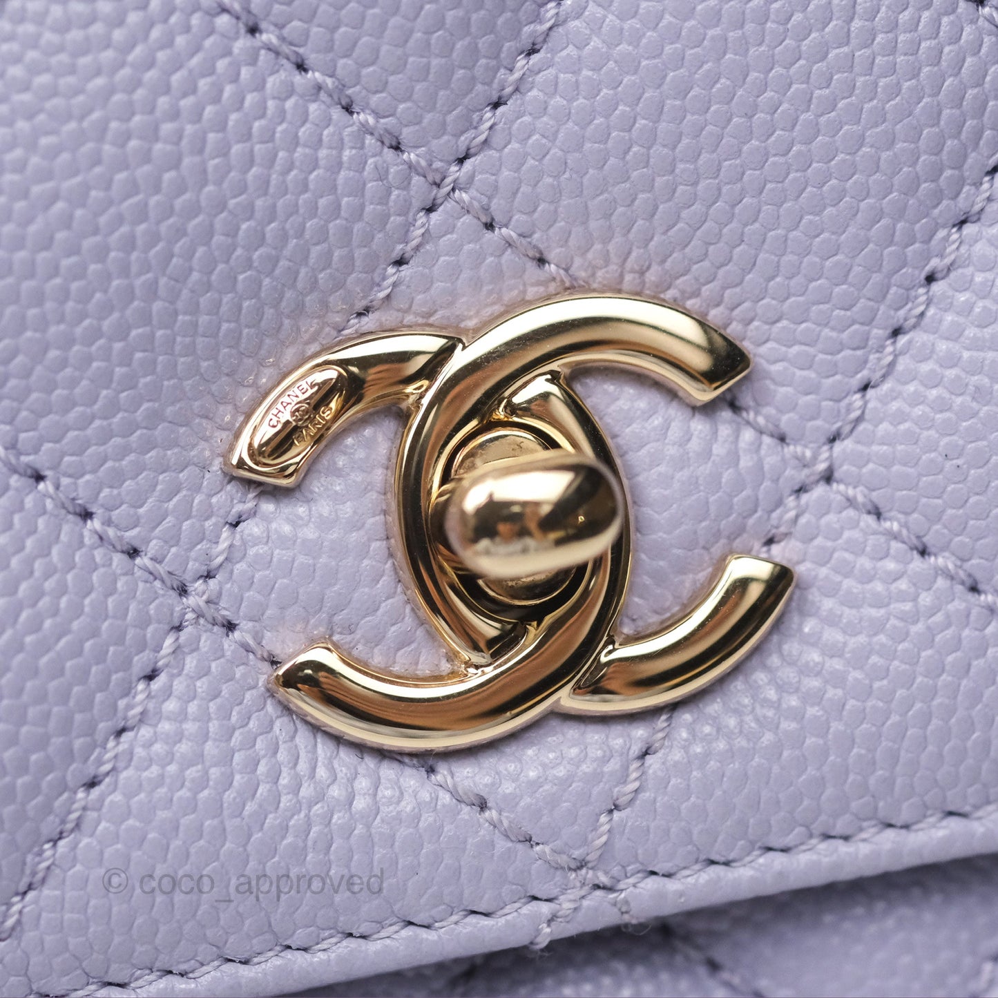 Chanel Mini Coco Handle Lilac Caviar Gold Hardware
