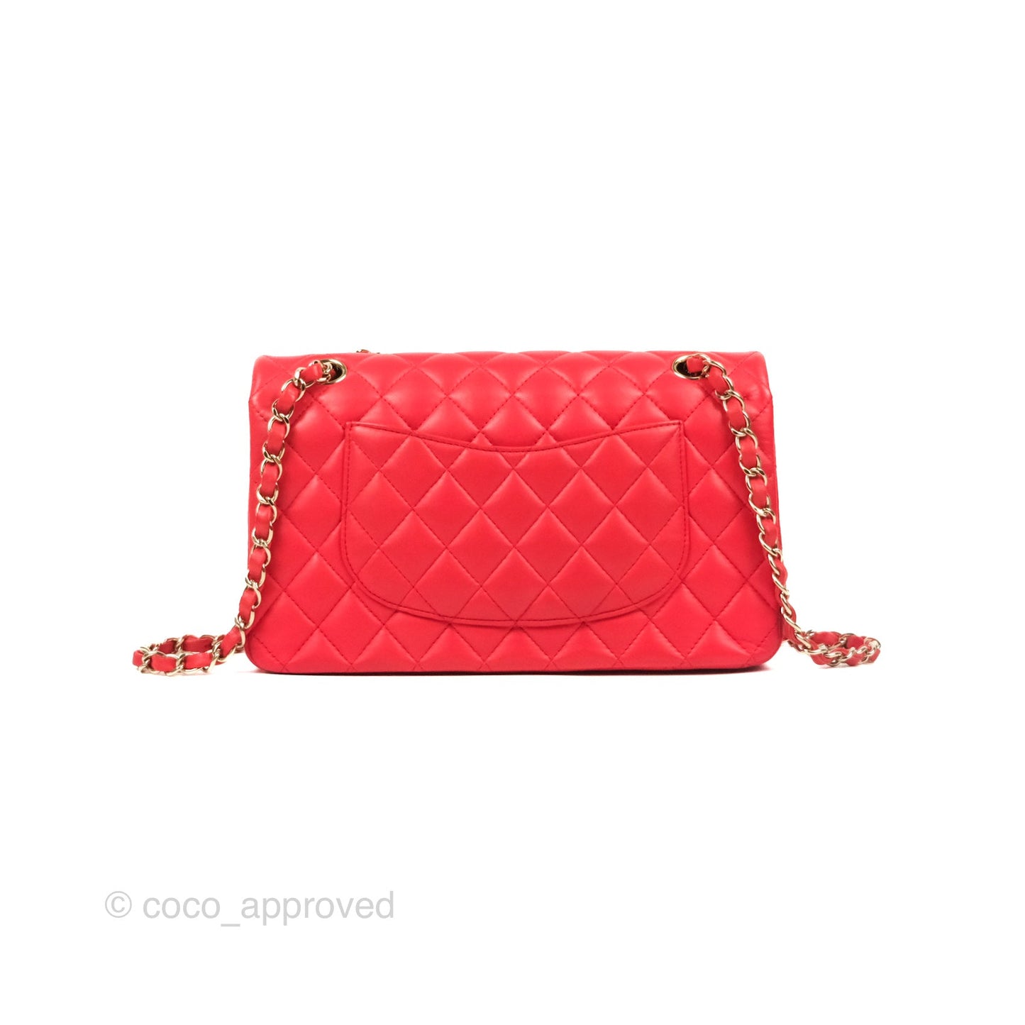 Chanel Classic M/L Medium Flap Quilted Red Lambskin Gold Hardware