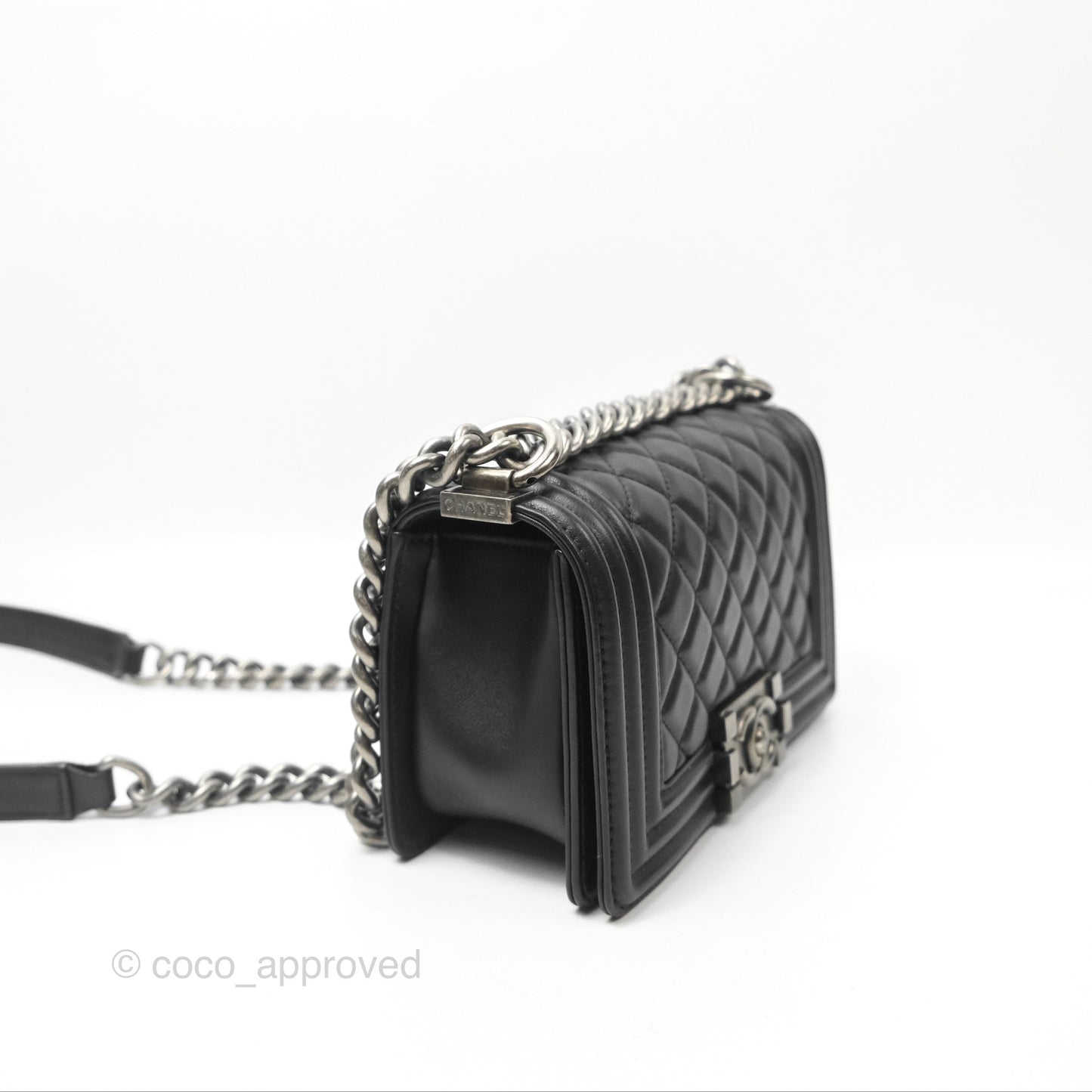 Chanel Small Boy Quilted Black Calfskin Ruthenium Hardware