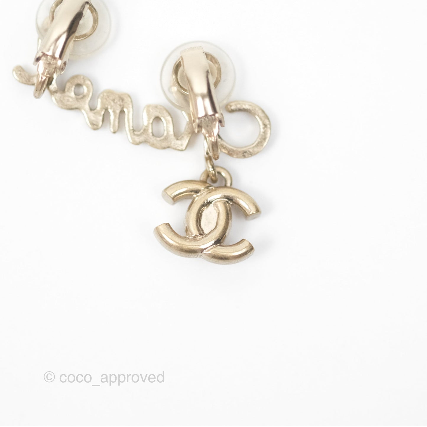 Chanel Logo CC Turnlock Ear Clips Gold Tone 21P