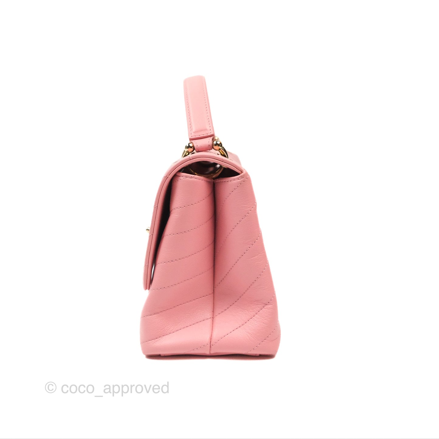 Chanel Small Chevron Chic Top Handle Flap Pink Grained Calfskin Gold Hardware