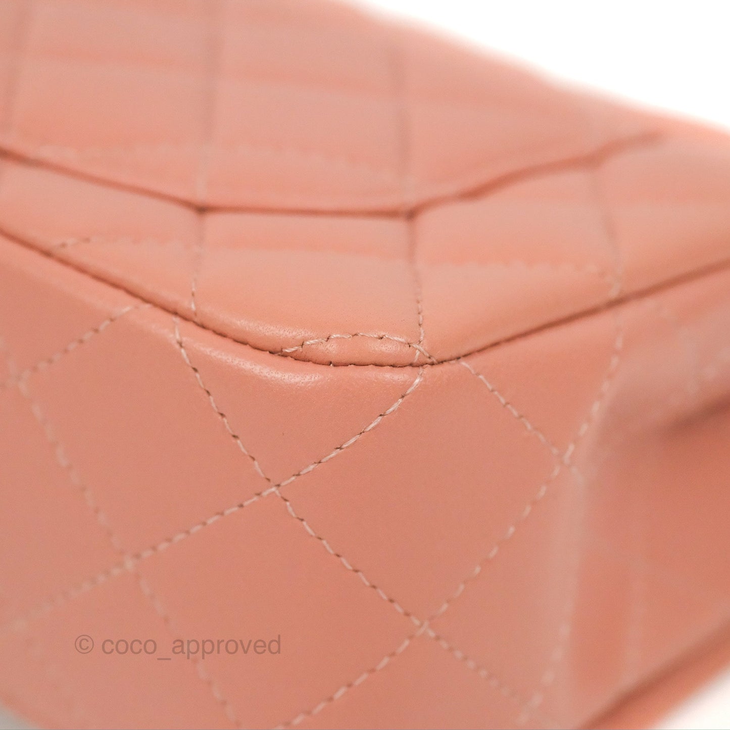 Chanel Quilted Mini Rectangular Flap Salmon Pink Lambskin Silver Hardware 21B