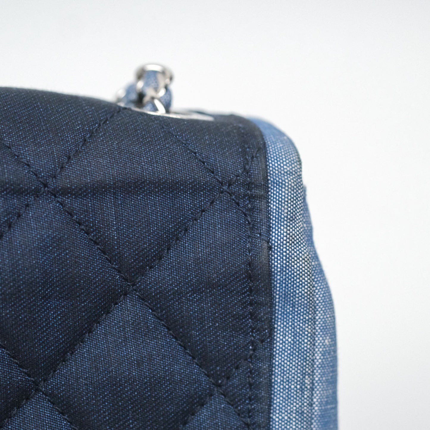 Chanel Quilted Mini Medallion Graphic Denim Blue Silver Hardware