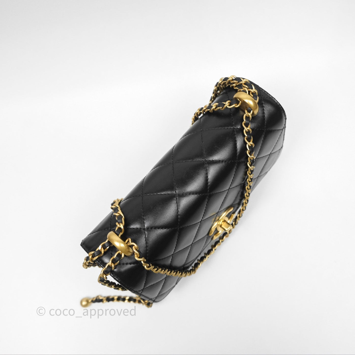 Chanel Quilted Small Perfect Fit Adjustable Black Calfskin Aged Gold Hardware