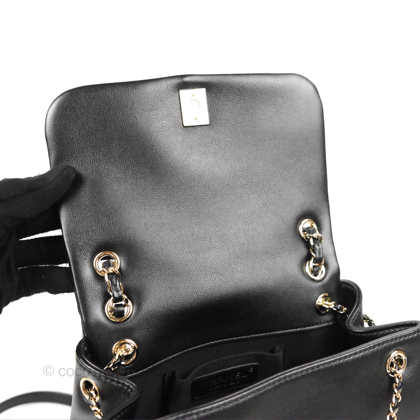Chanel Duma Backpack Large Black Calfskin Gold Hardware 23P