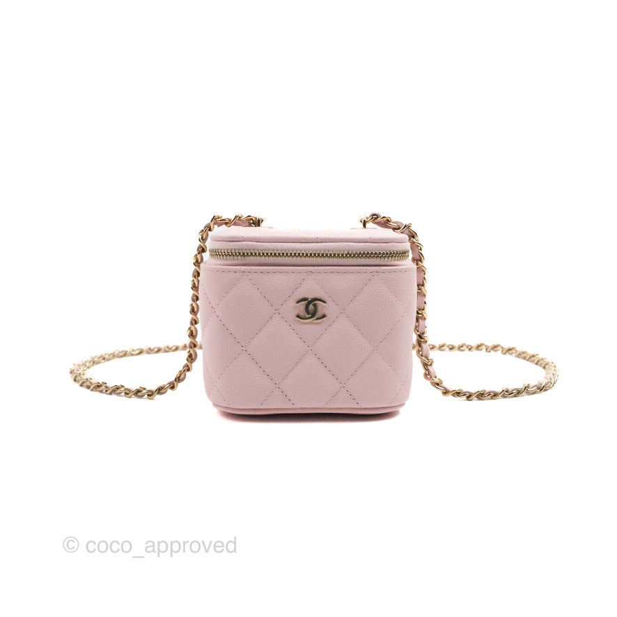 Chanel Mini Vanity With Chain Pink Caviar Gold Hardware