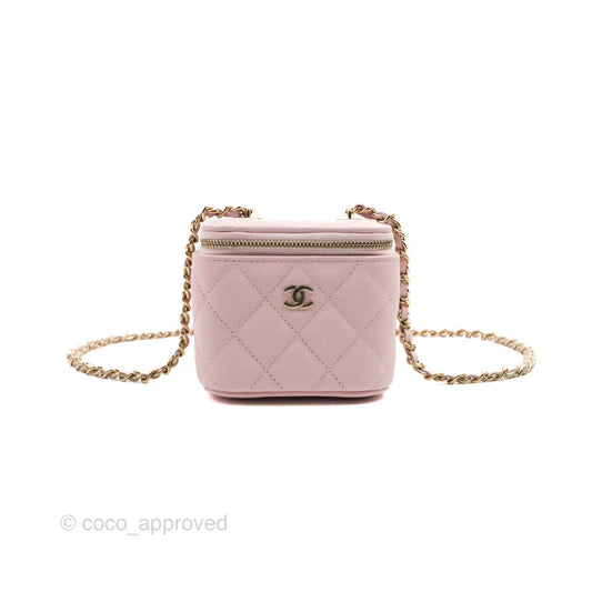 Chanel Mini Vanity With Chain Pink Caviar Gold Hardware