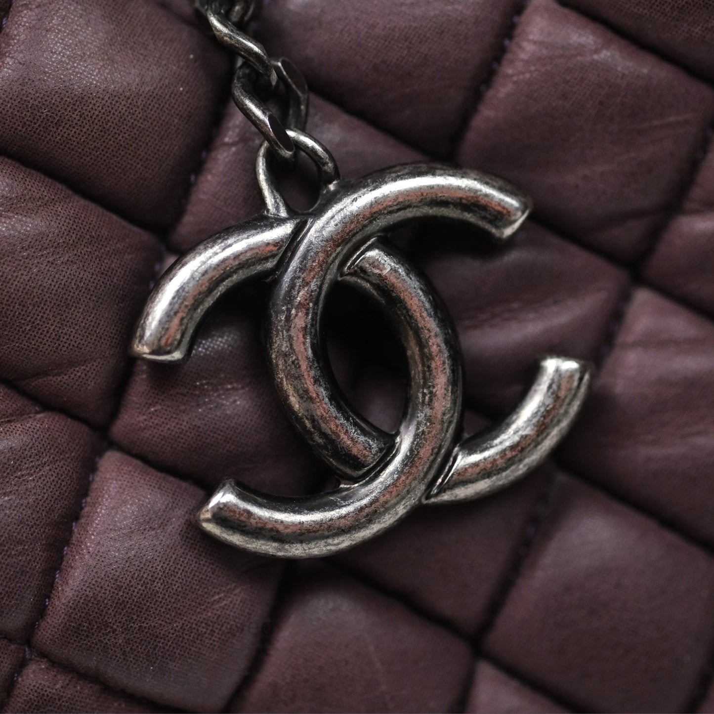 Chanel Large Mademoiselle Bowling Crumpled Calfskin Purple Ruthenium Hardware