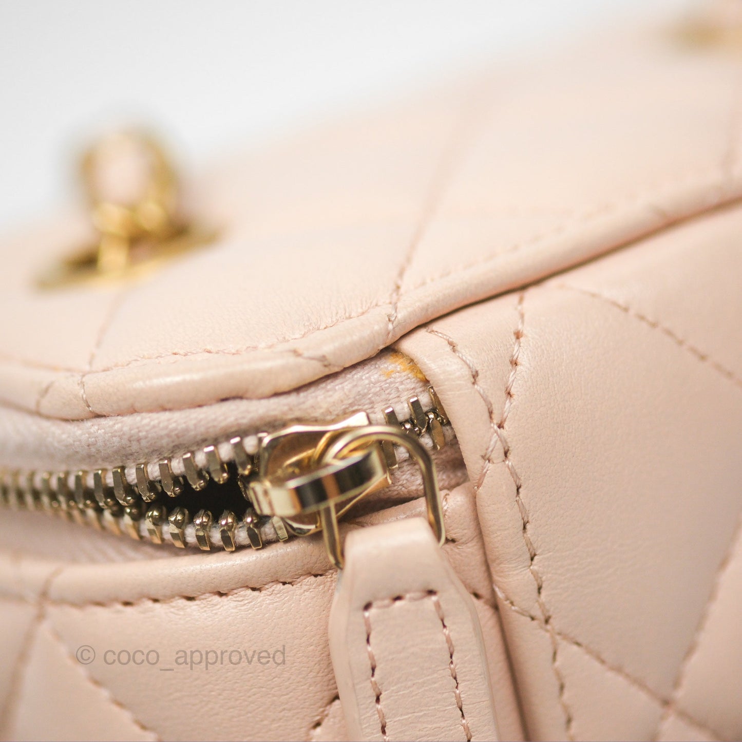 Chanel Classic Mini Pearl Crush Vanity With Chain Light Pink Lambskin Aged Gold Hardware