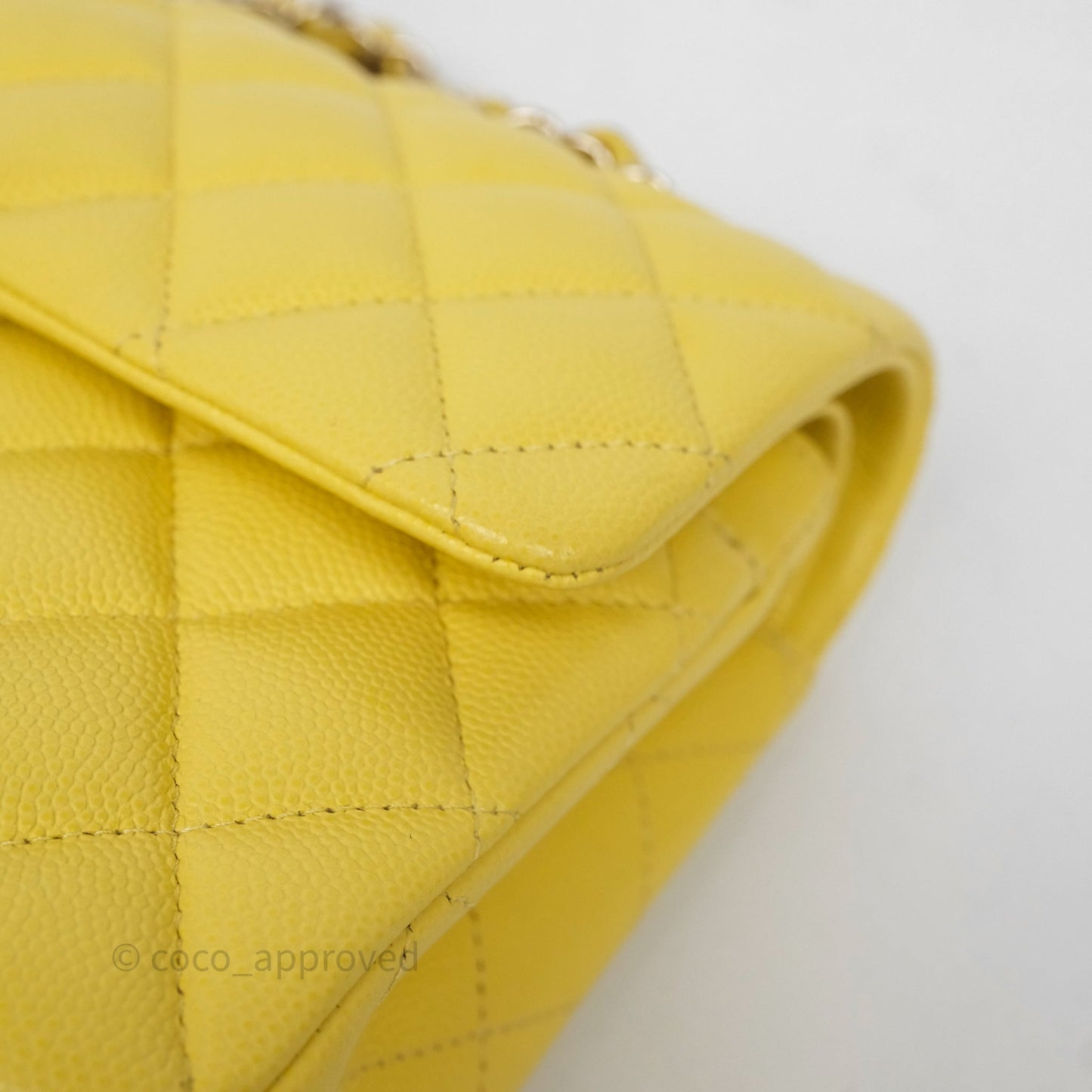 Chanel Small Classic Flap Quilted Yellow Caviar Gold Hardware