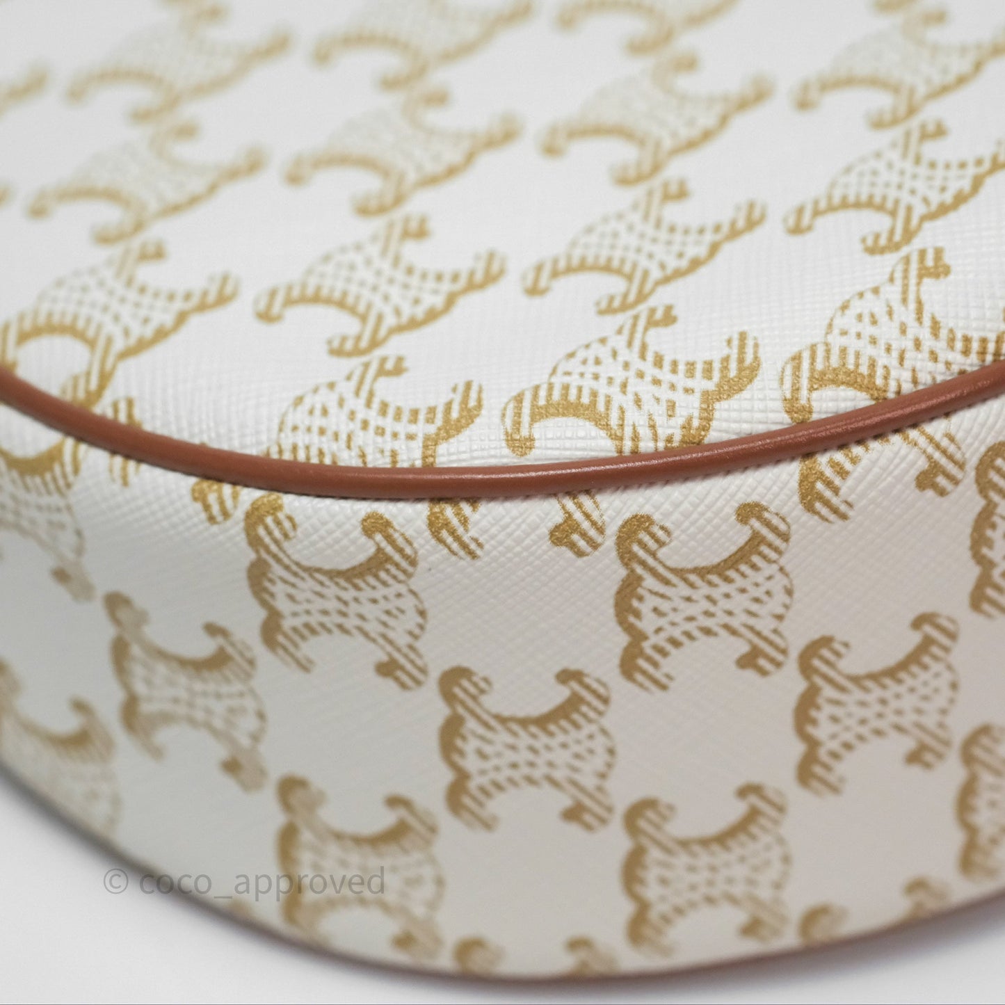 Celine Ava Bag In Triomphe Canvas Calfskin White
