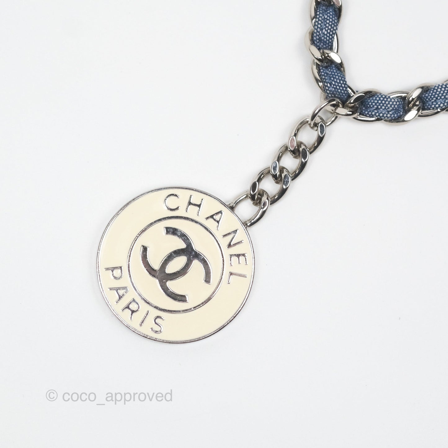 Chanel Quilted Mini Medallion Graphic Denim Blue Silver Hardware