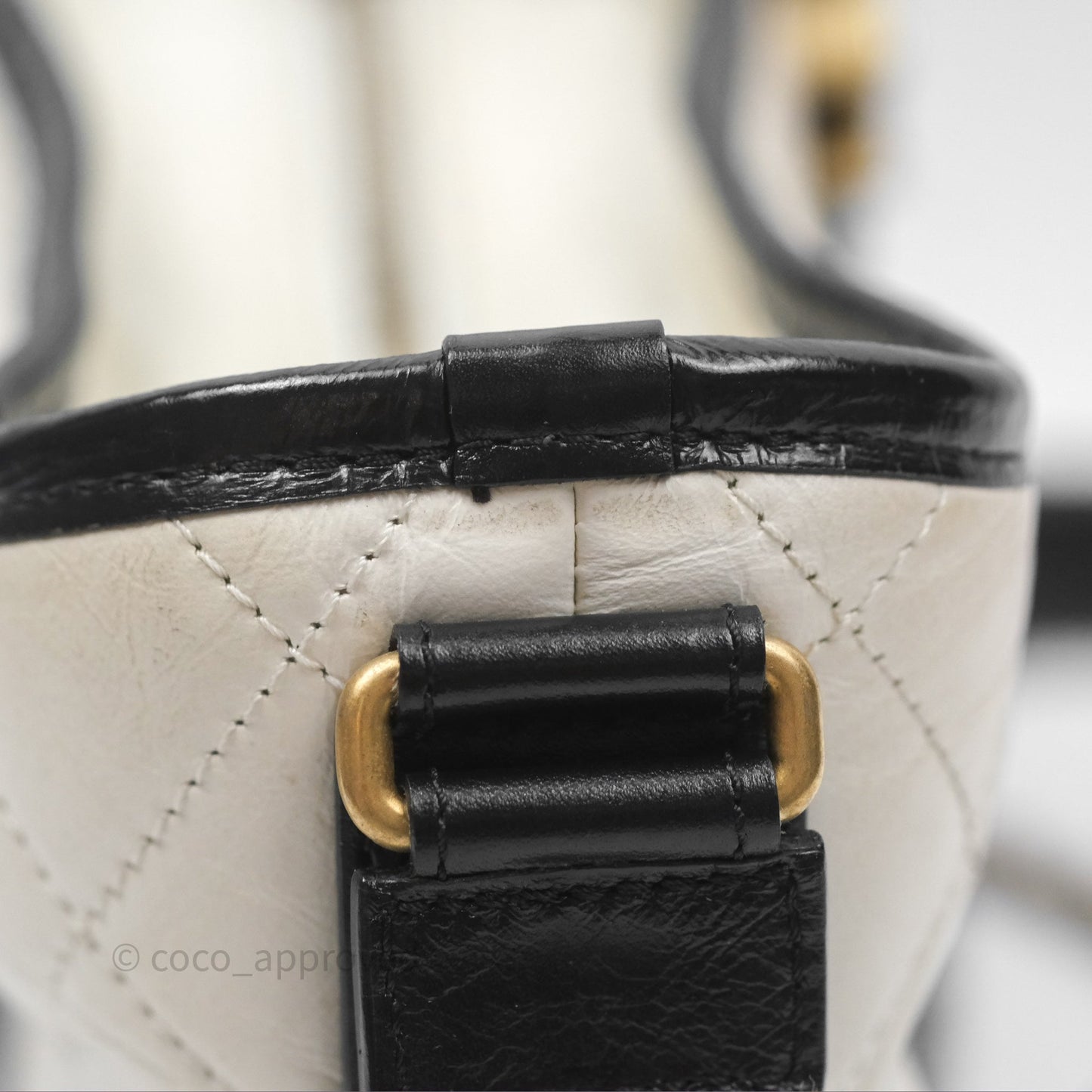 Chanel Small Gabrielle Hobo Quilted Black White Aged Calfskin