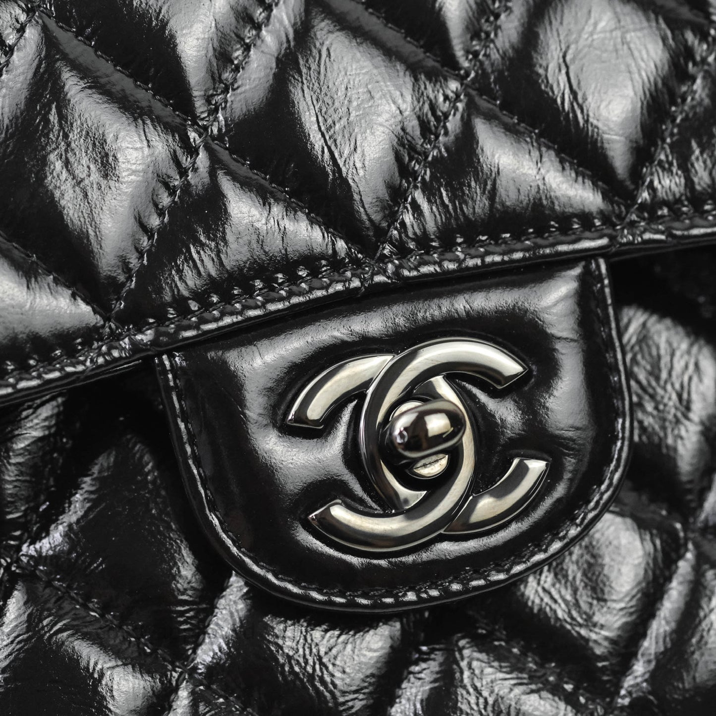 Chanel Classic Small S/M Flap Shiny Crumpled Calfskin So Black