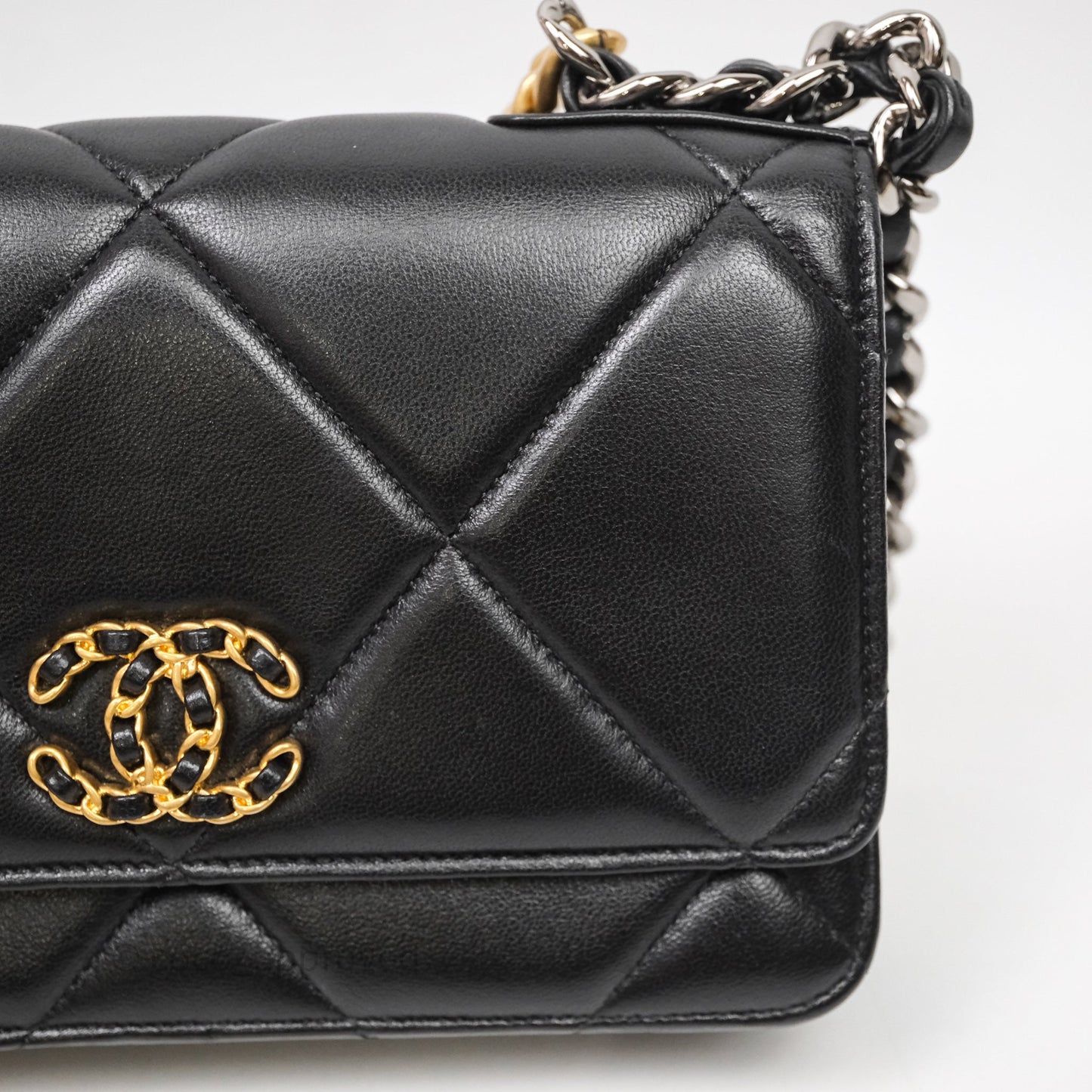 Chanel 19 Wallet on Chain WOC Black Mixed Hardware