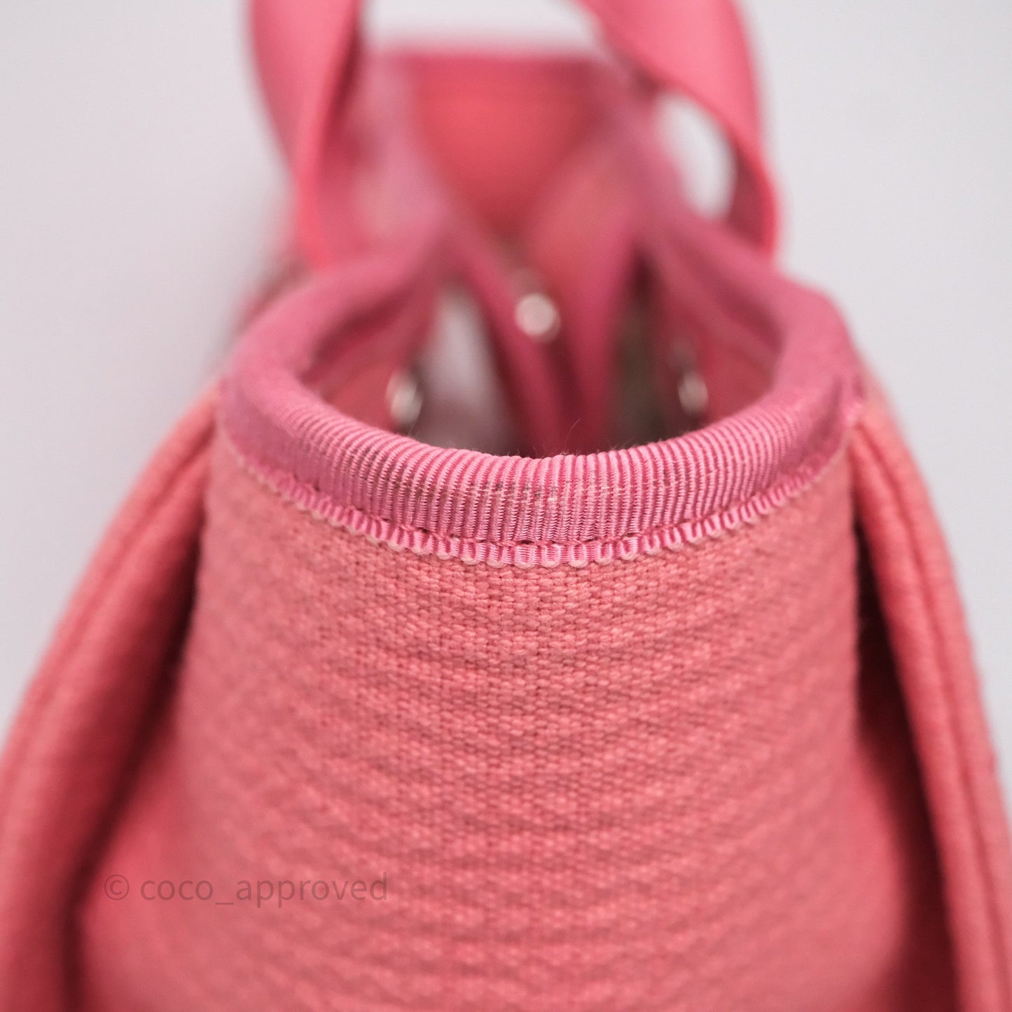 Chanel New Small Deauville Tote Pink Cotton Sliver Hardware
