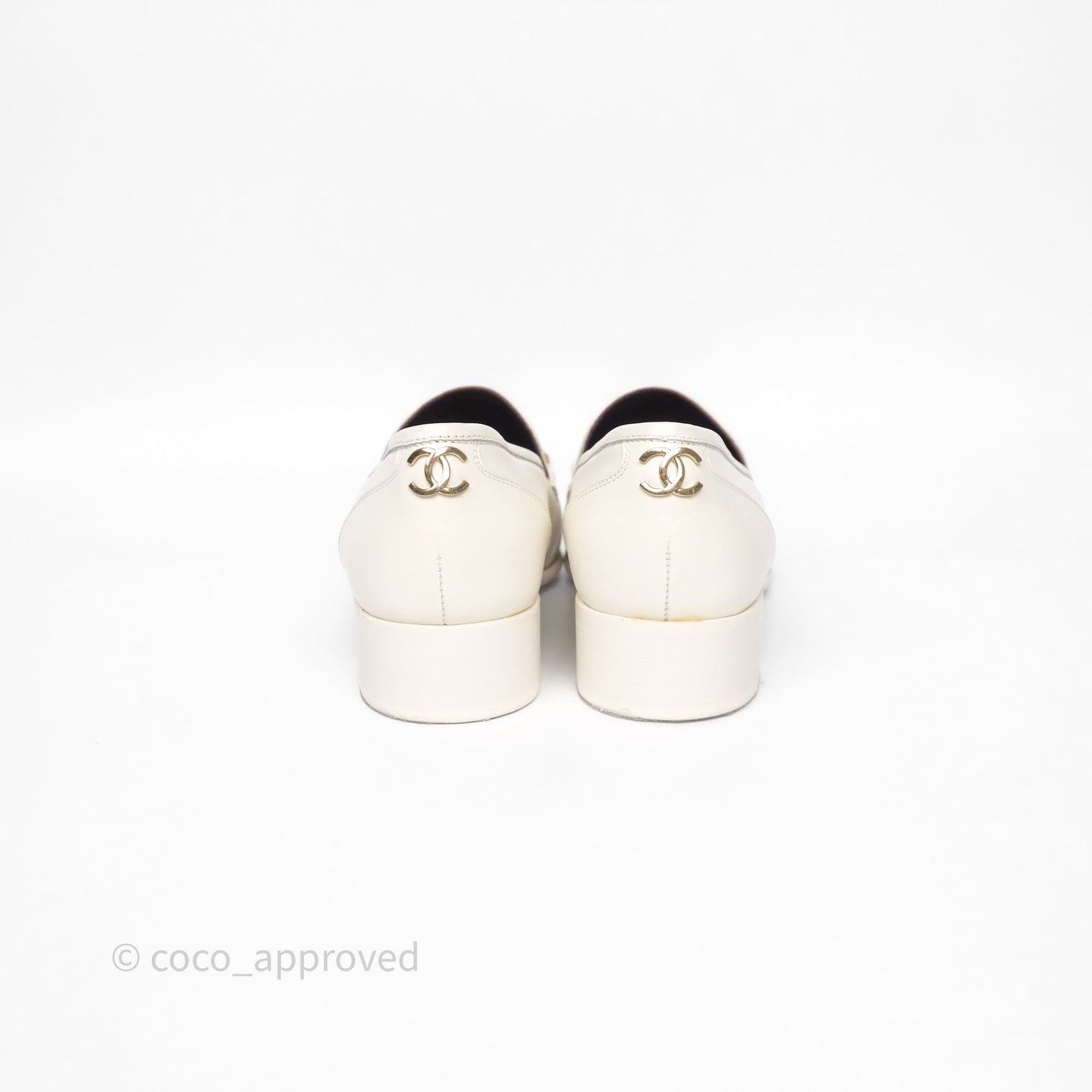 Chanel Chain White Calfskin Loafers Size 36