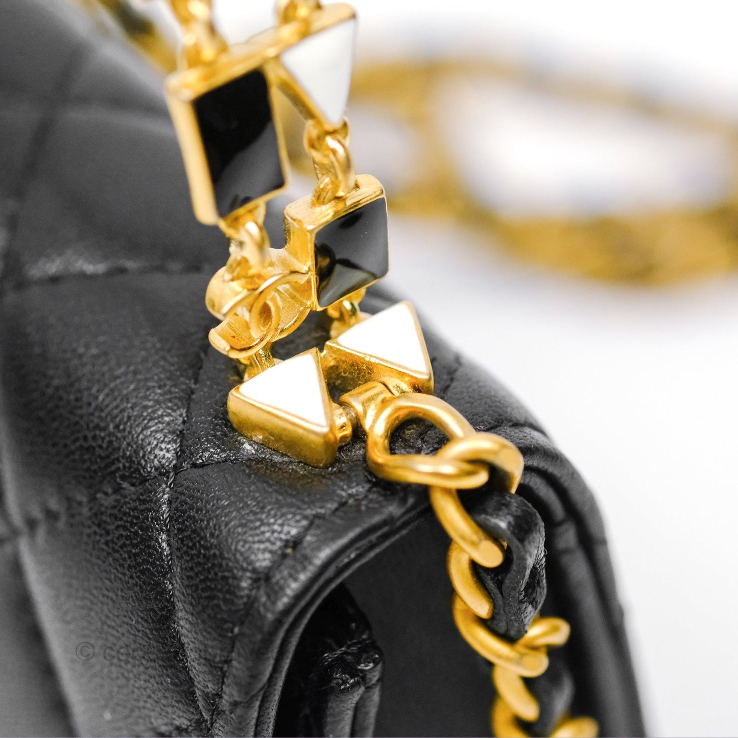 Chanel Mini Enamel Handle Clutch on Chain Black Lambskin Gold Hardware 22B