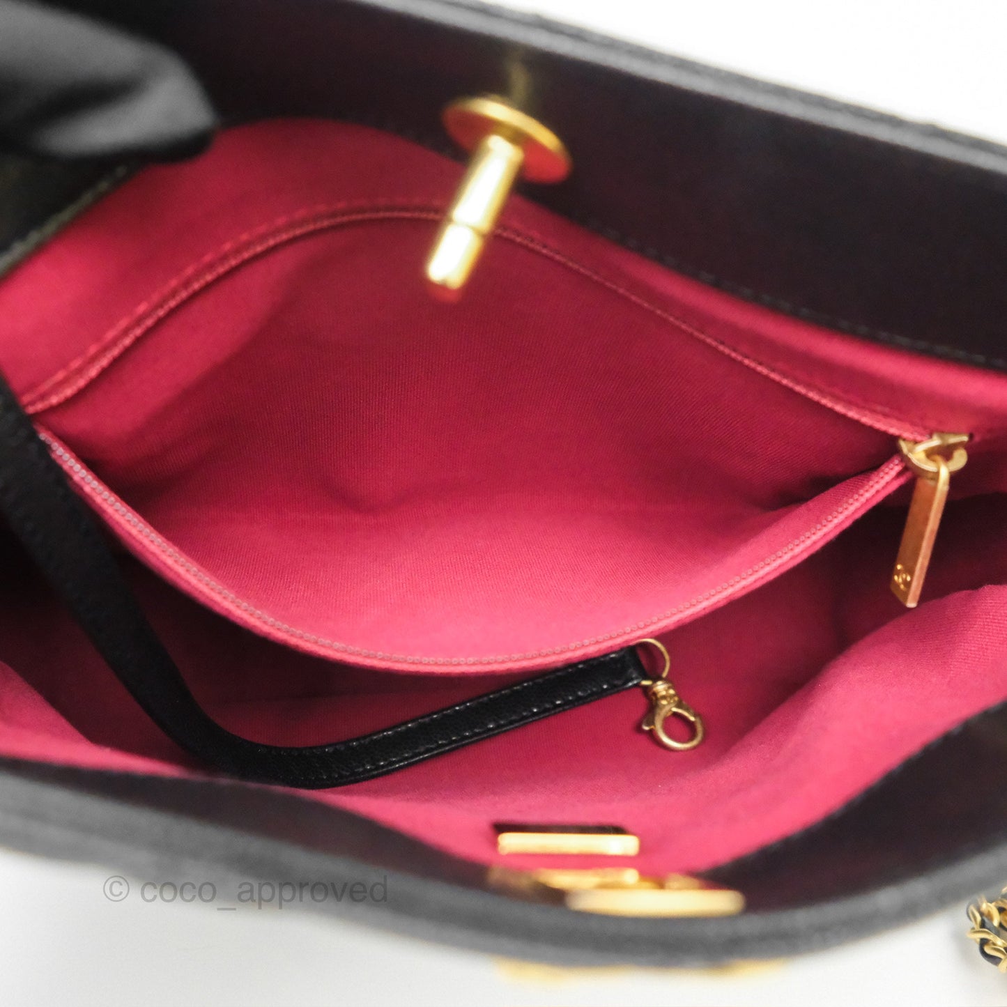 Chanel Twist Your Buttons Hobo Bag Black Shiny Soft Caviar Aged Gold Hardware 22A