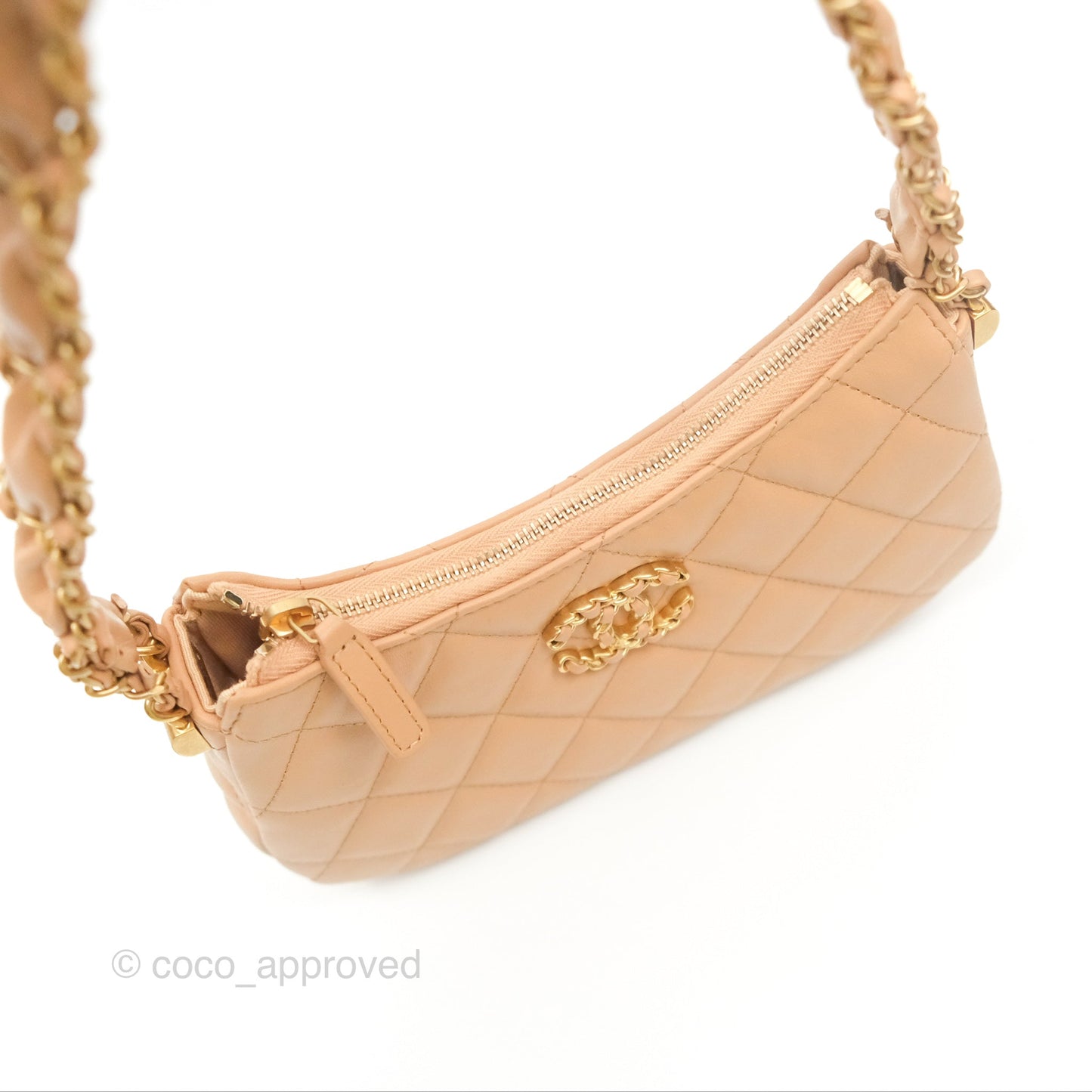Chanel Small Hobo Bag Beige Aged Calfskin Aged Gold Hardware 23K