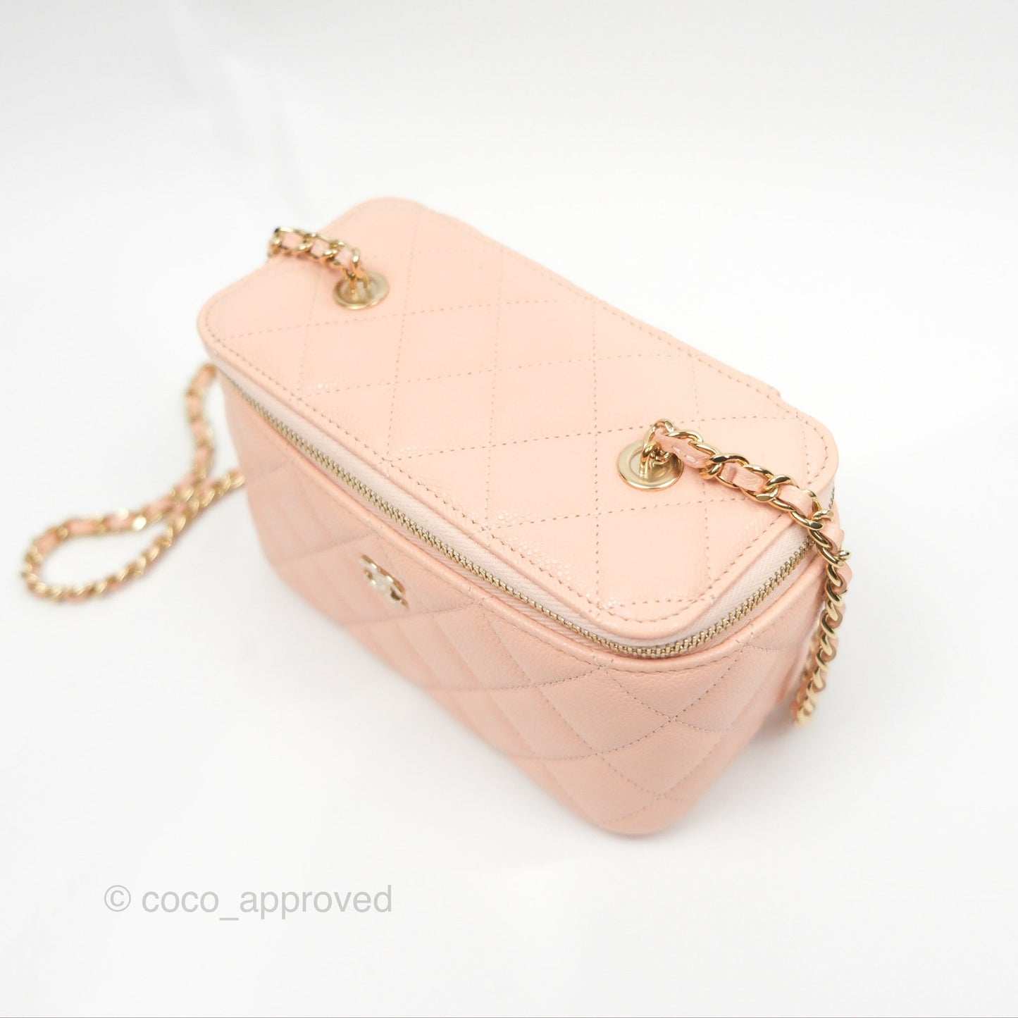 Chanel Vanity Rectangular Pink Beige Caviar Gold Hardware