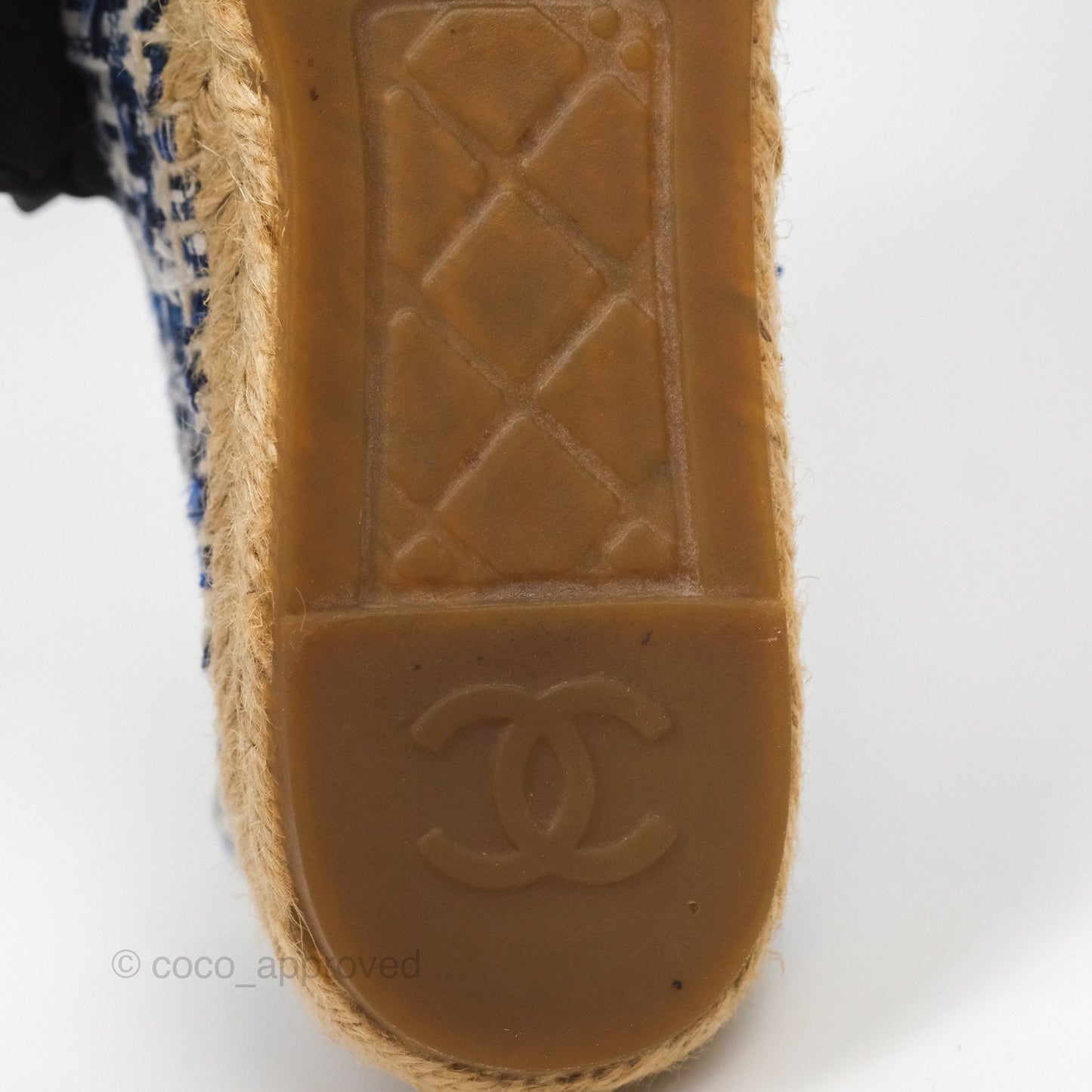 Chanel Espadrille Blue Tweed Size 38