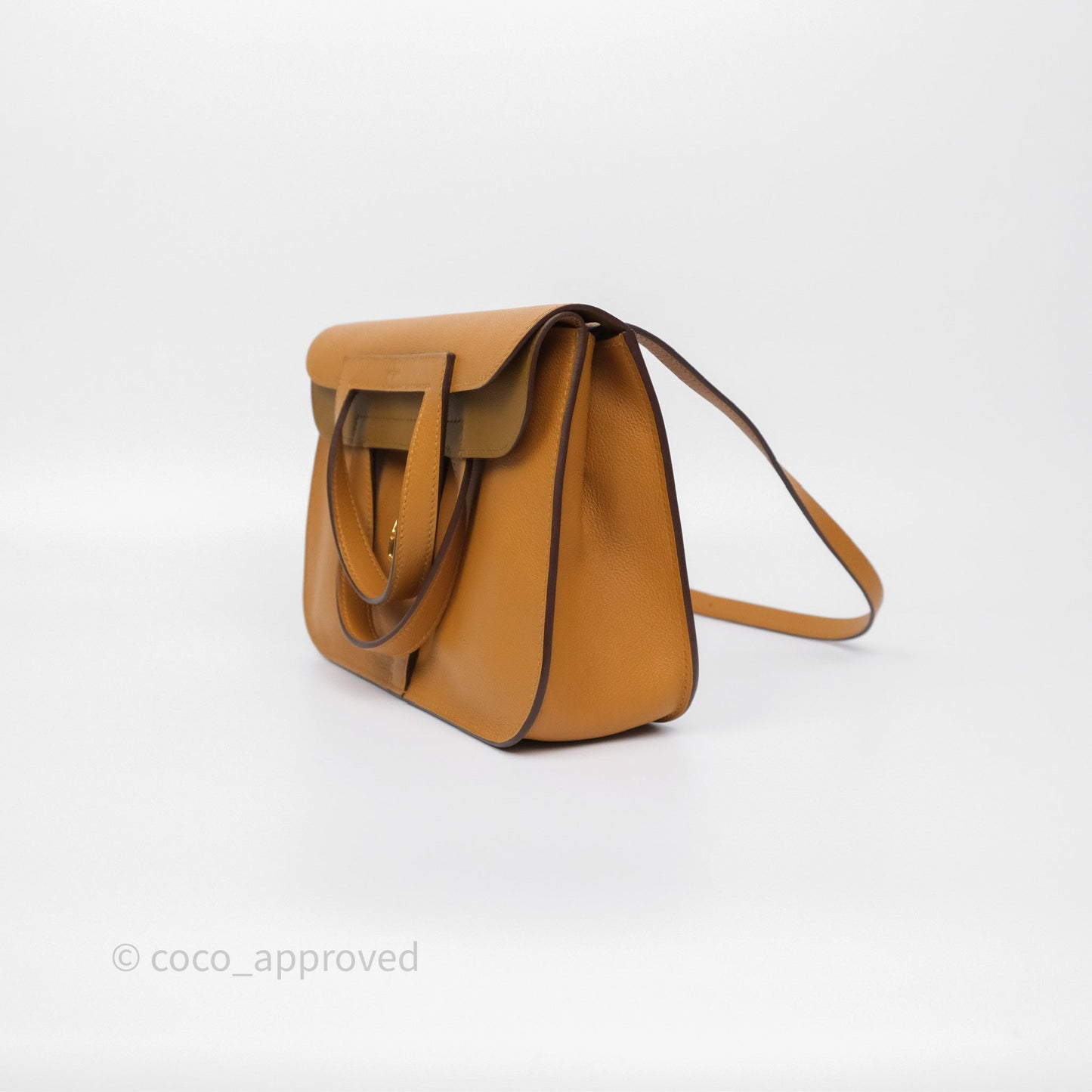 Hermès Halzan 25 Caramel 28 Evercolor Gold Hardware