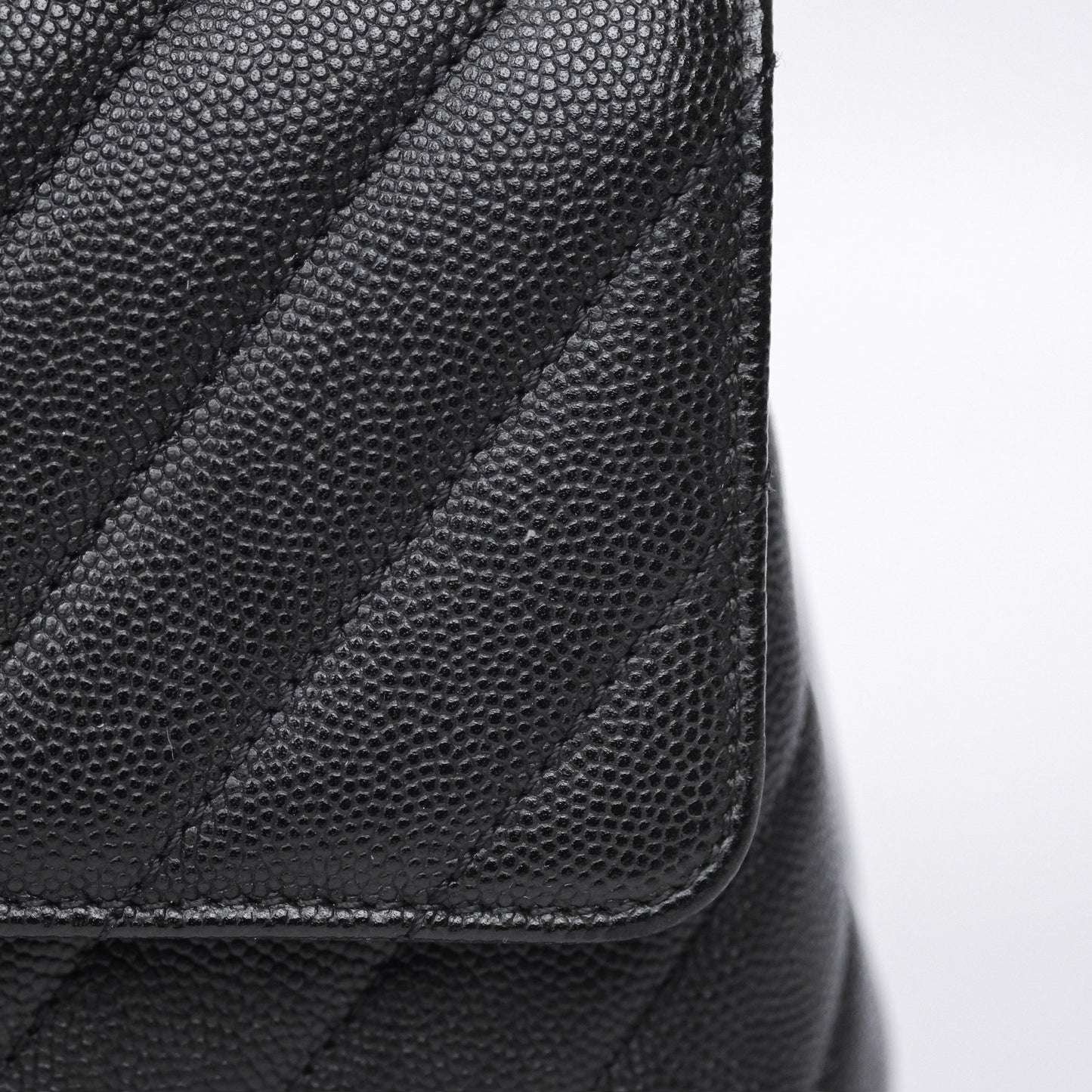 Chanel Small Coco Handle Chevron Black Caviar Aged Gold Hardware Lizard Handle