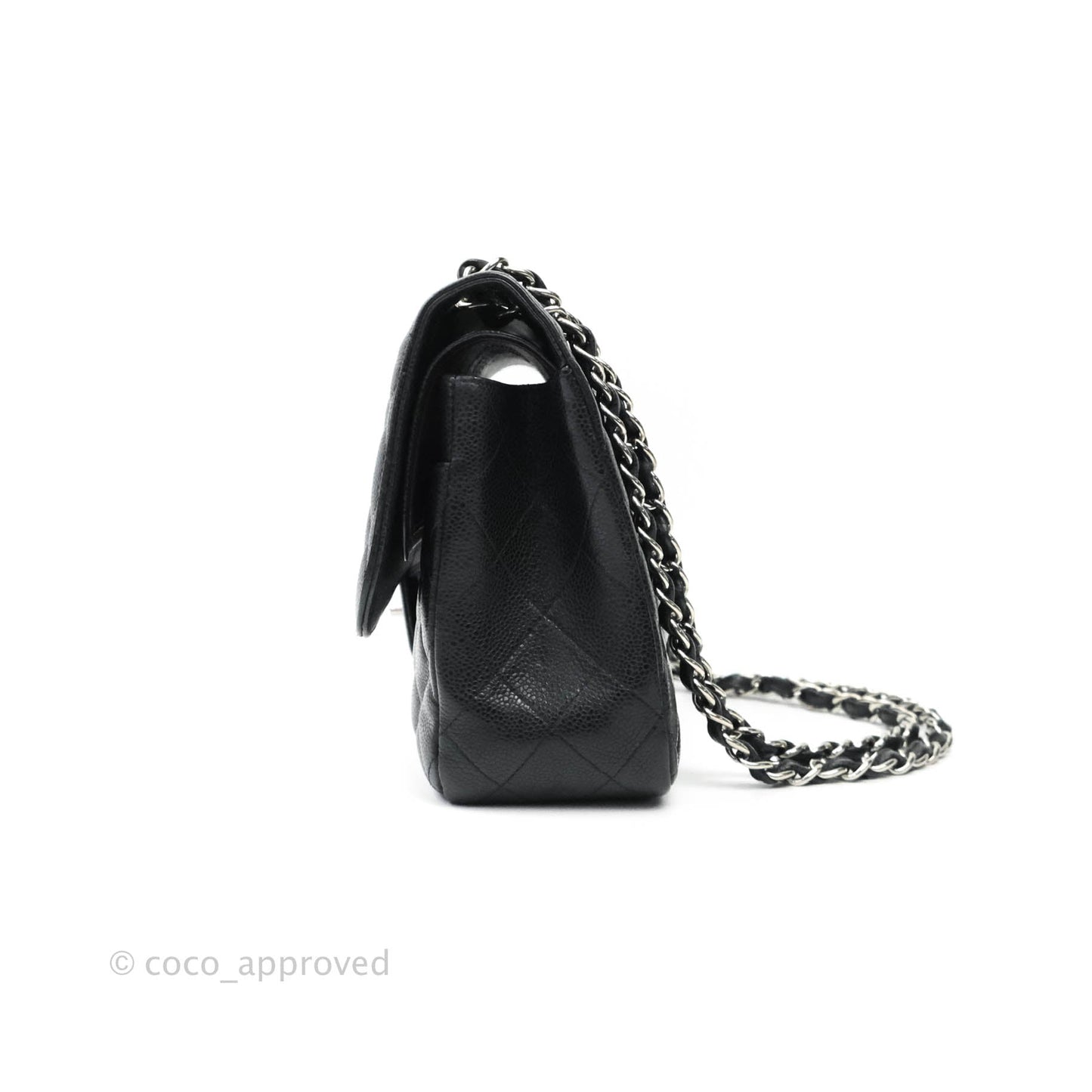 Chanel Quilted Jumbo Double Flap Black Caviar Silver Hardware⁣⁣