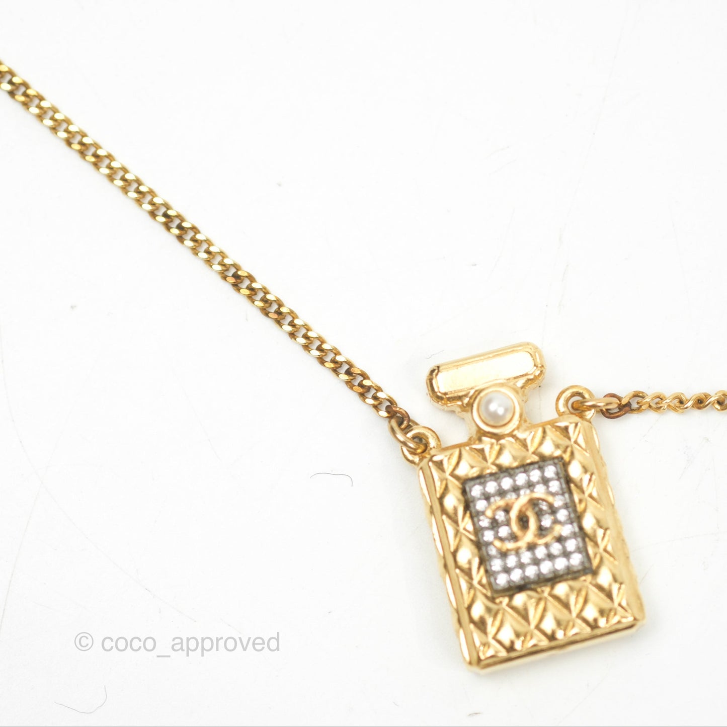 Chanel CC Perfume Bottle Rhinestone Necklace 20A