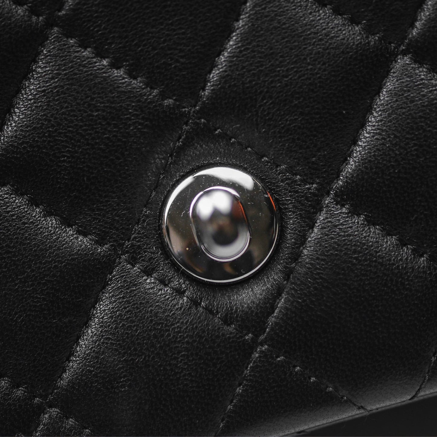 Chanel Quilted Mini Rectangular Flap Black Lambskin Silver Hardware