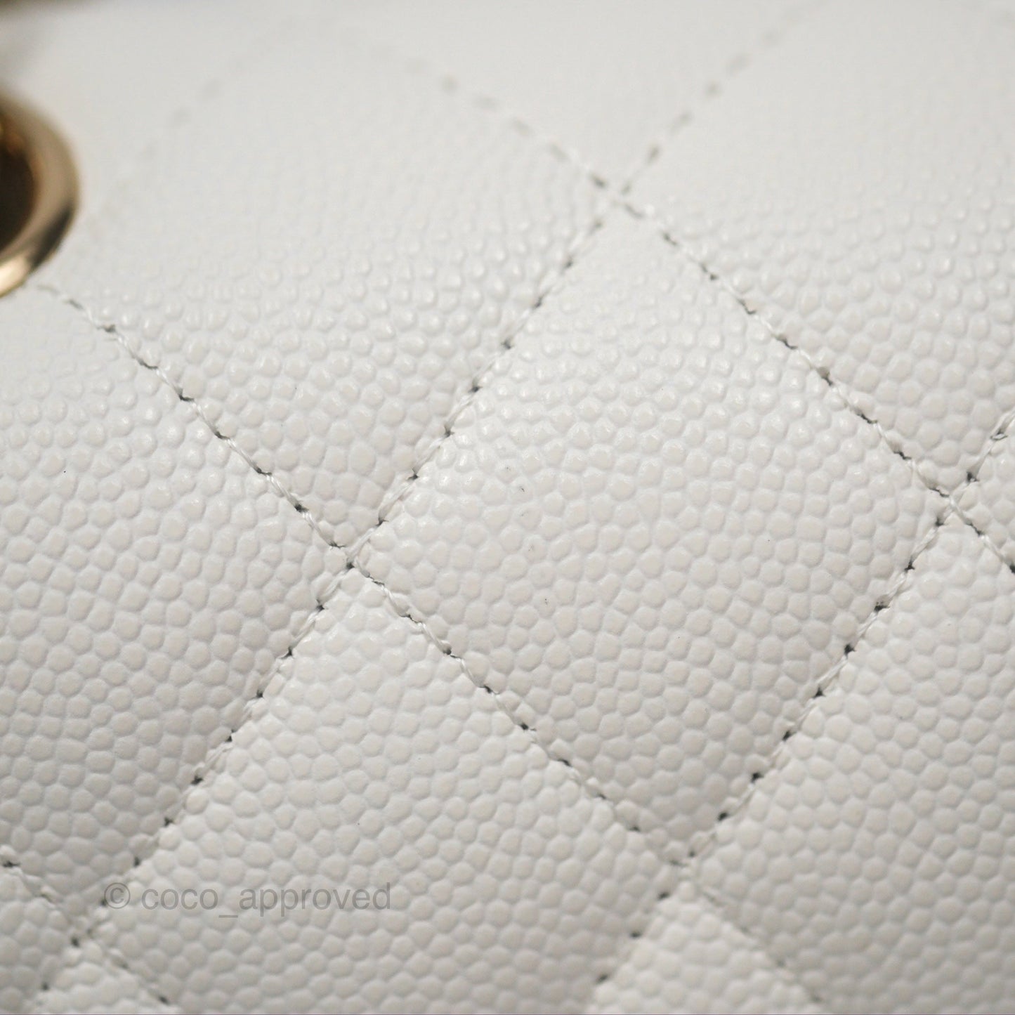 Chanel Classic M/L Medium Flap Quilted White Caviar Gold Hardware