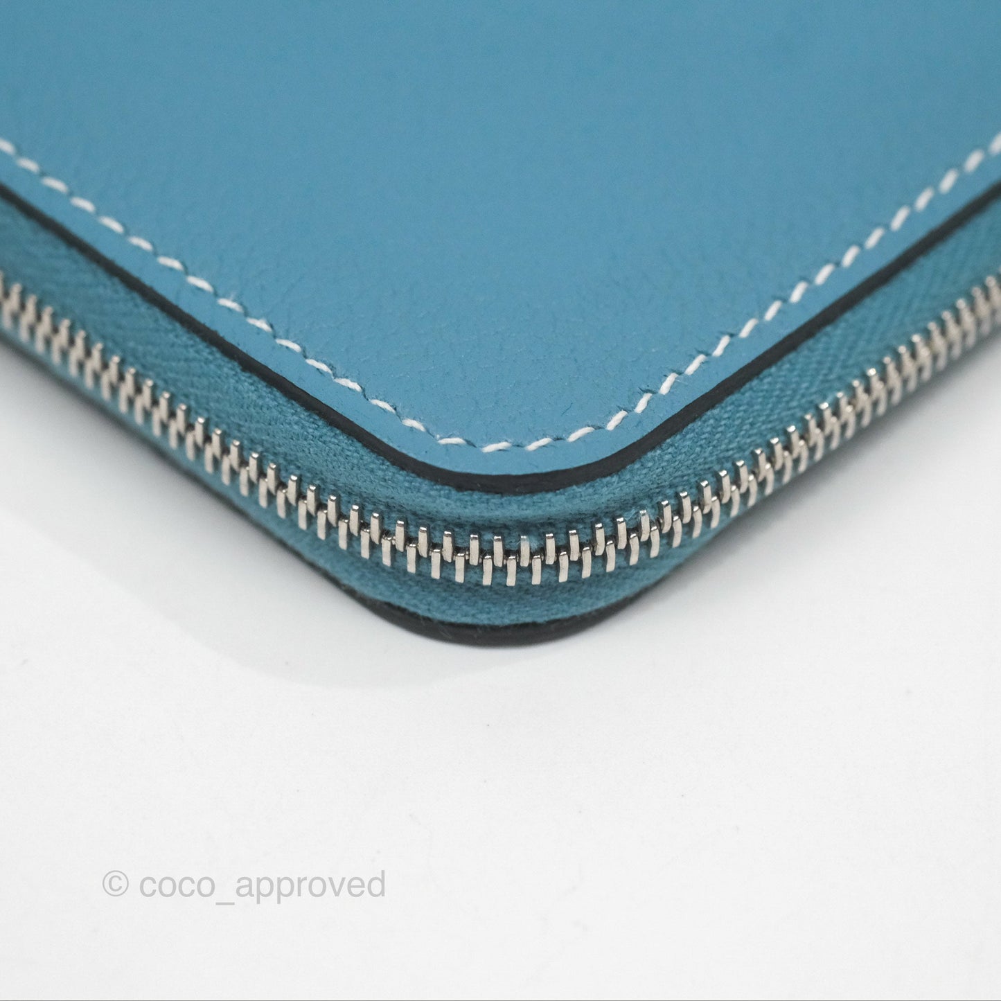 Hermès Zipengo Chaine d'Ancre Compact Card Holder Blue Jean 75 Evercolor Palladium Hardware