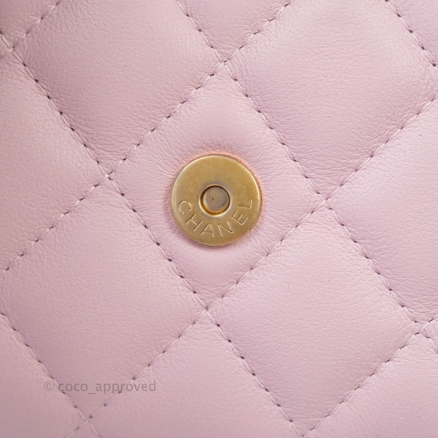 Chanel Quilted Wallet On Chain WOC With Pearl Chain Pink Aged Gold Hardware