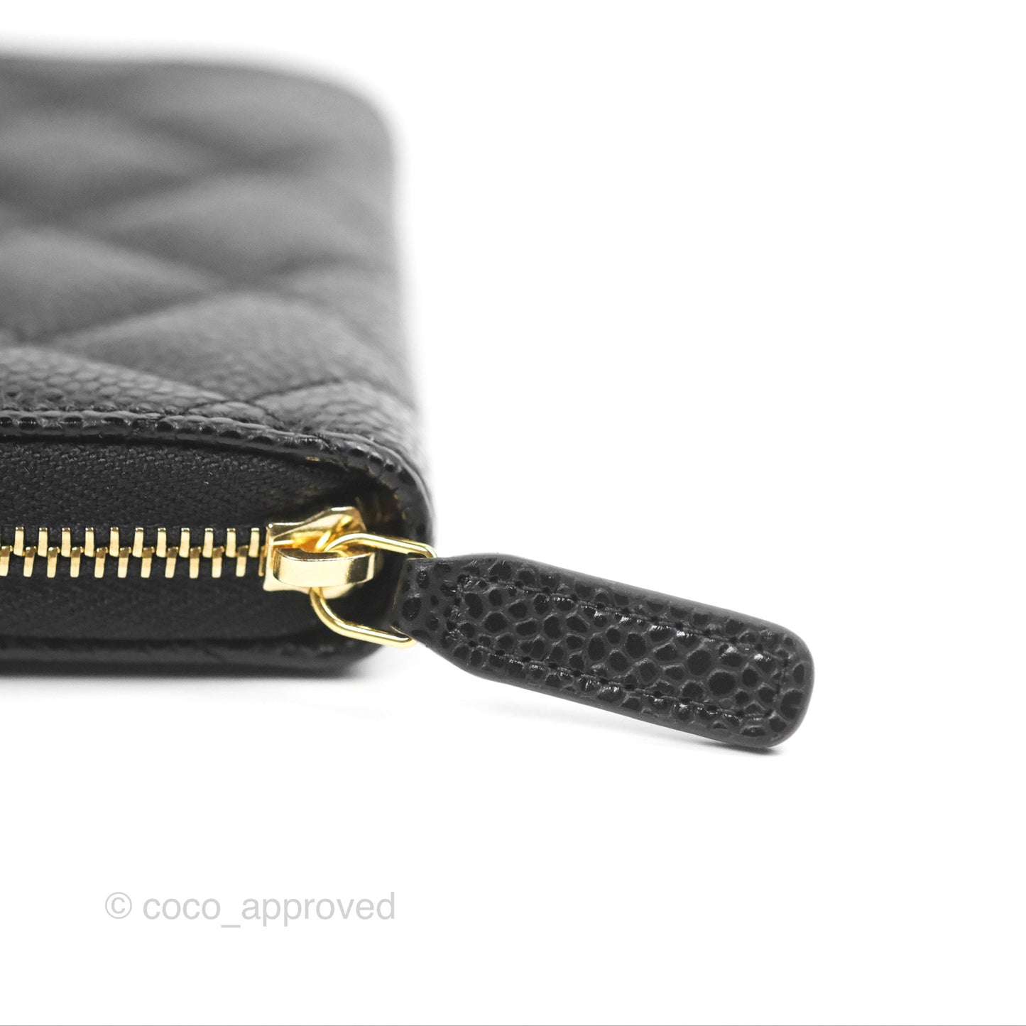 Chanel Classic Zipped Coin Purse Black Caviar Gold Hardware