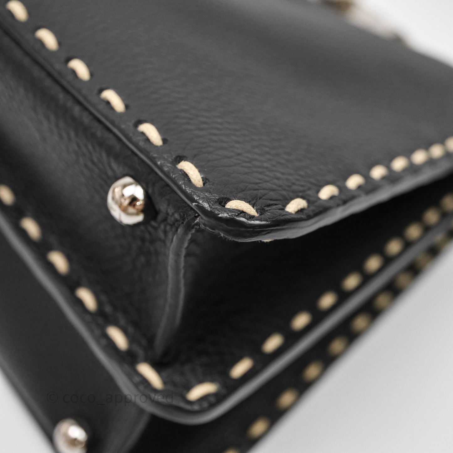 Fendi Peekaboo ISeeU Python Handle Handbag Black Calfskin Silver Hardware