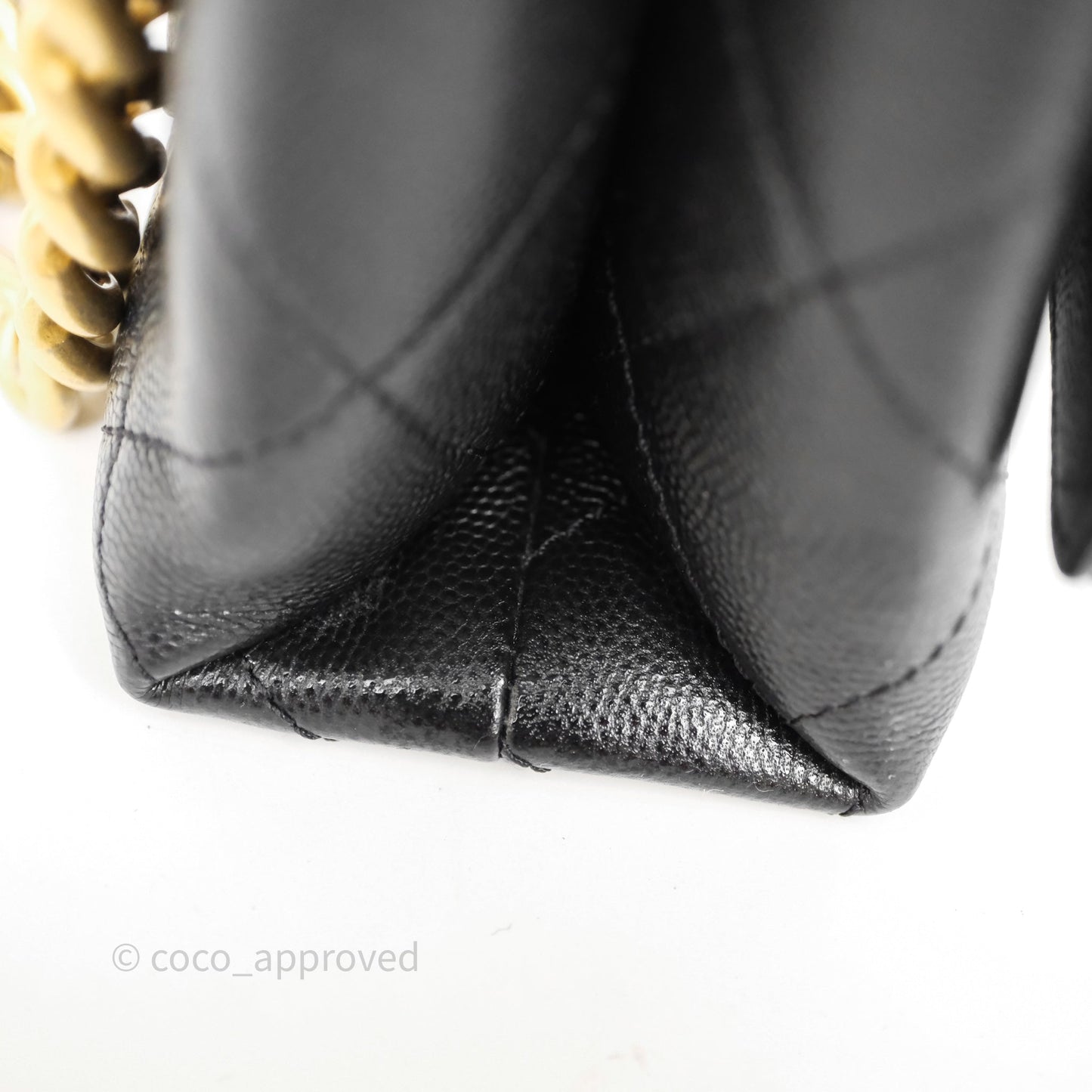 Chanel Mini Bracelet On Chain Flap Bag Flat Quilted Black Caviar Aged Gold Hardware